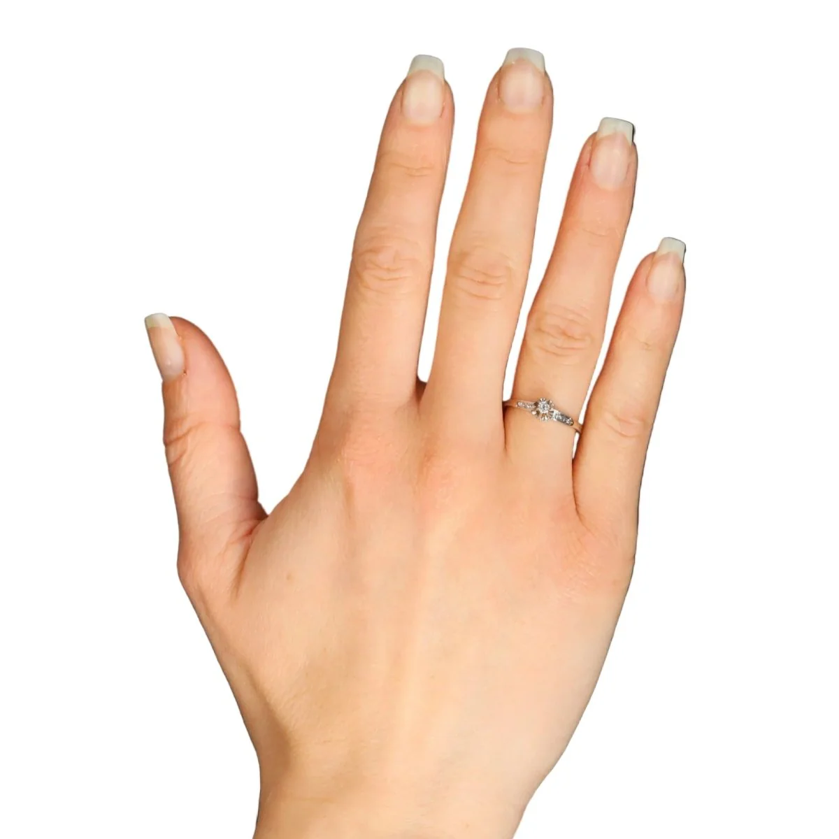Bague Solitaire en platine et diamants - Image 2