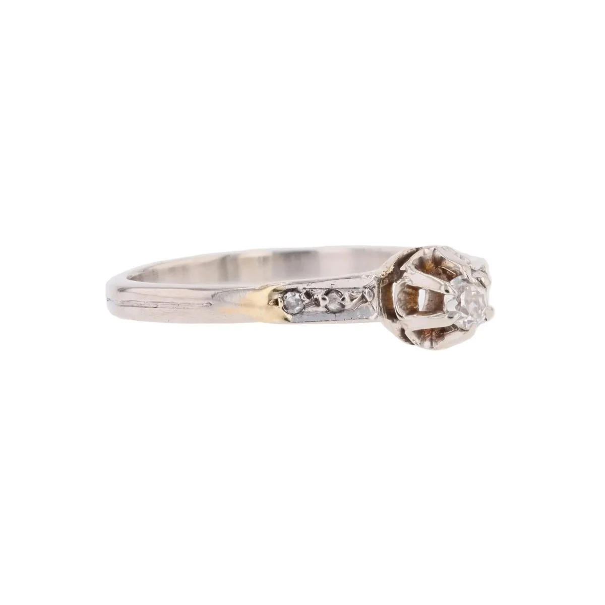 Bague Solitaire en platine et diamants - Image 5