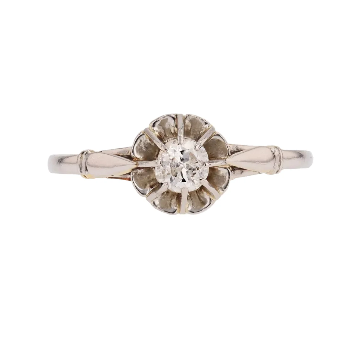 Bague Solitaire en or blanc, or jaune et diamant