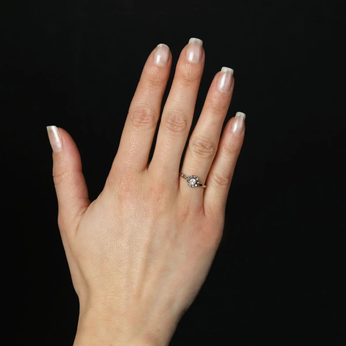 Bague Solitaire en or blanc, or jaune et diamant - Image 2
