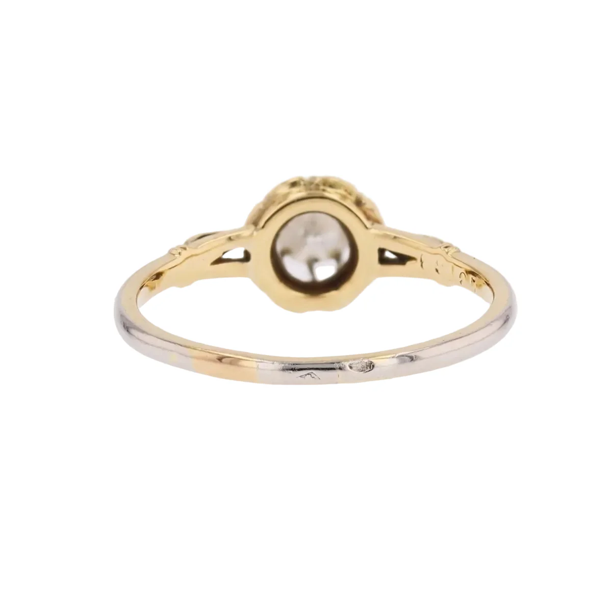 Bague Solitaire en or blanc, or jaune et diamant - Image 4