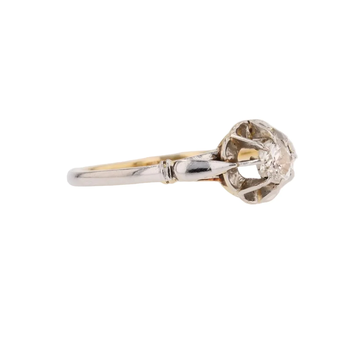 Bague Solitaire en or blanc, or jaune et diamant - Image 5