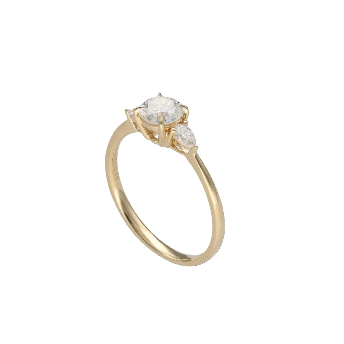 Bague Solitaire en or jaune et diamants - Image 2