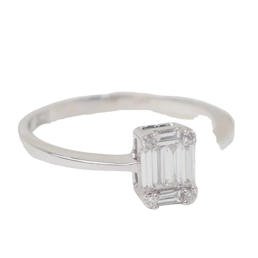 Bague en or blanc et diamants baguettes - Image 7