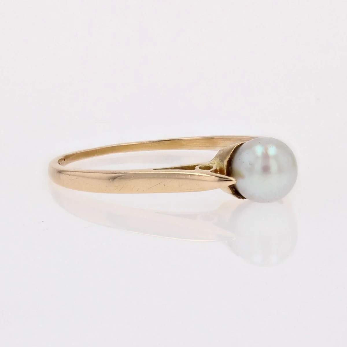 Bague Solitaire en or jaune et perle - Image 5