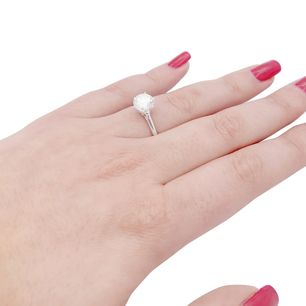 Bague Solitaire en platine et diamant - Image 3