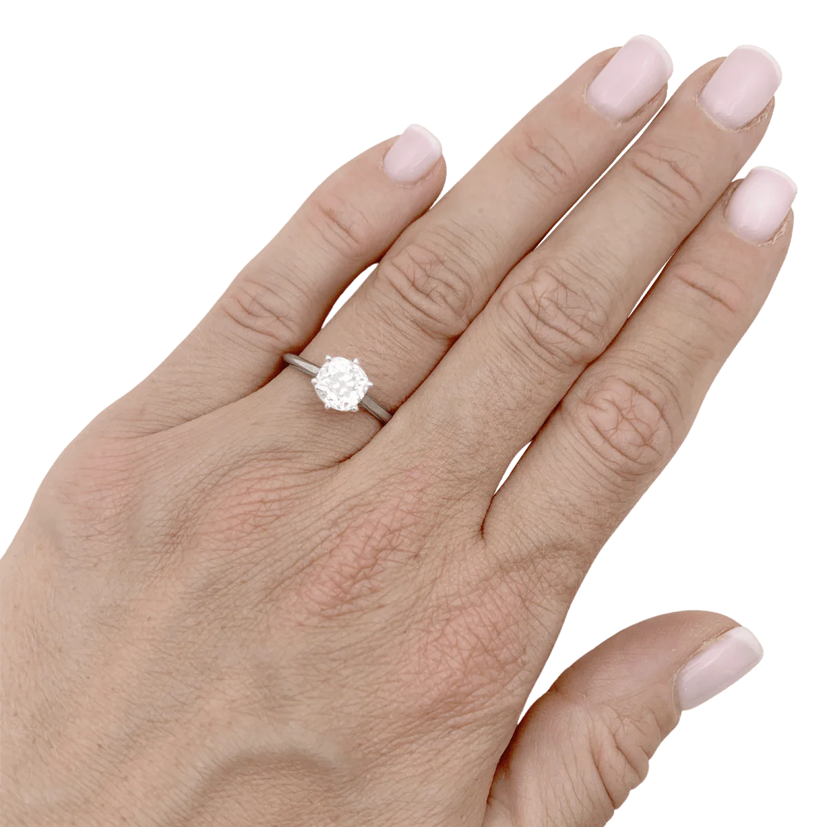 Bague Solitaire en or blanc, platine et diamant - Image 2