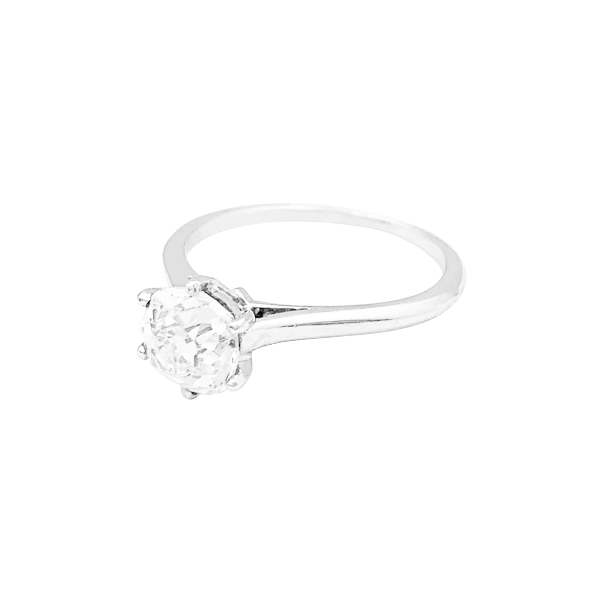 Bague Solitaire en or blanc, platine et diamant - Image 3