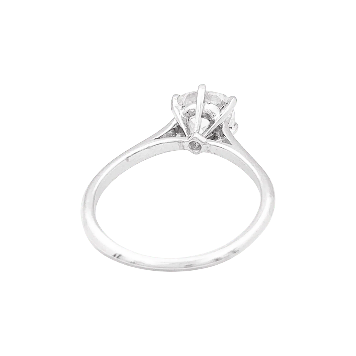 Bague Solitaire en or blanc, platine et diamant - Image 4