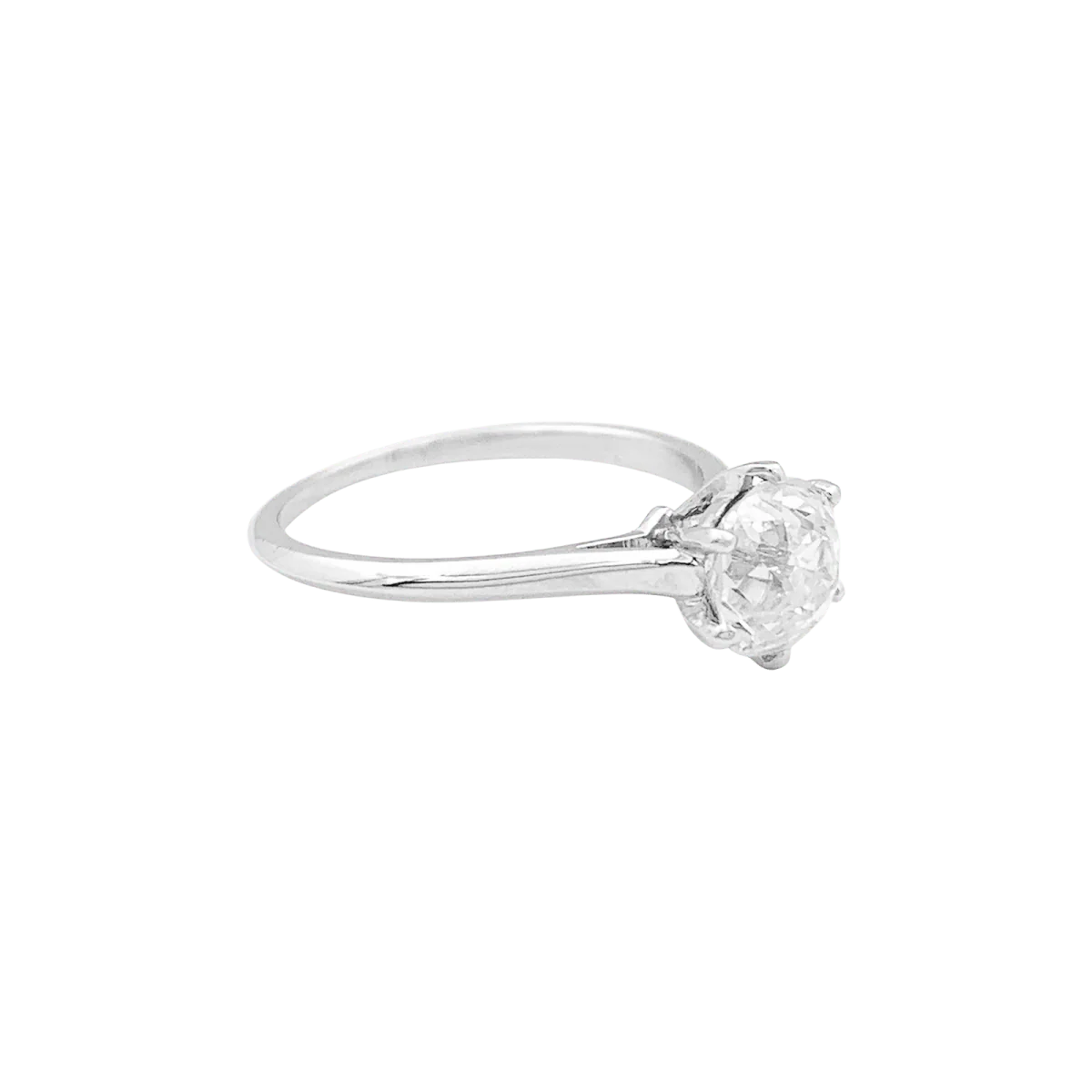 Bague Solitaire en or blanc, platine et diamant - Image 5