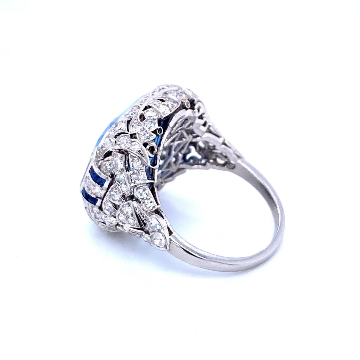 Ssef/Gubelin Certified 17 Carat Sapphire Art Deco Diamond Platinum Ring - Image 7