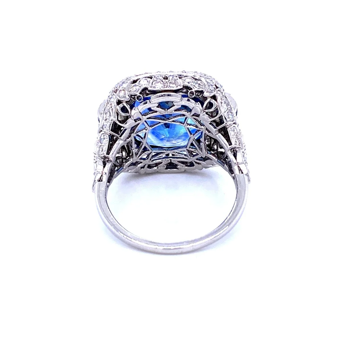 Ssef/Gubelin Certified 17 Carat Sapphire Art Deco Diamond Platinum Ring - Image 8