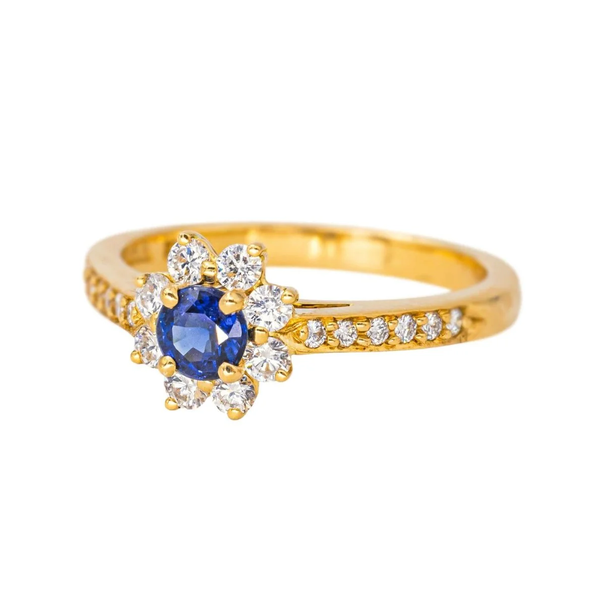 Bague Marguerite TIFFANY & CO. en or jaune, saphir et diamants - Image 3
