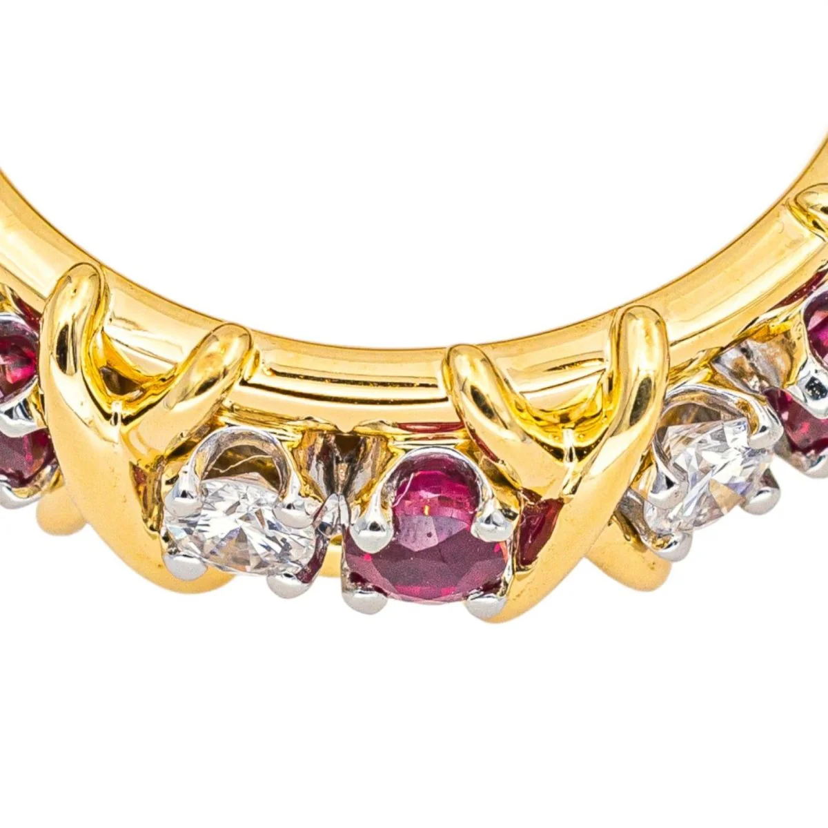 Bague Jarretière TIFFANY &CO. "Sixteen Stone" en or jaune, rubis et diamants - Image 4