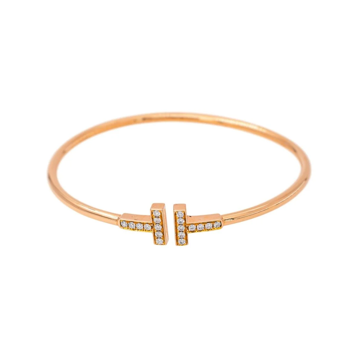 Bracelet Jonc TIFFANY & CO. "Tiffany T" en or rose et diamants