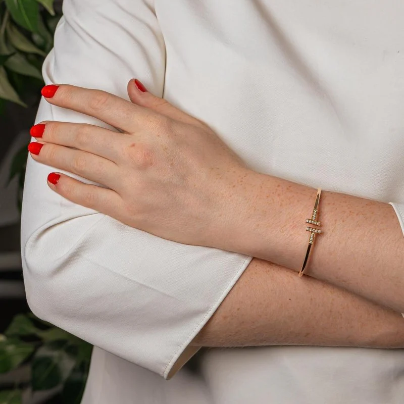 Bracelet Jonc TIFFANY & CO. "Tiffany T" en or rose et diamants - Image 2