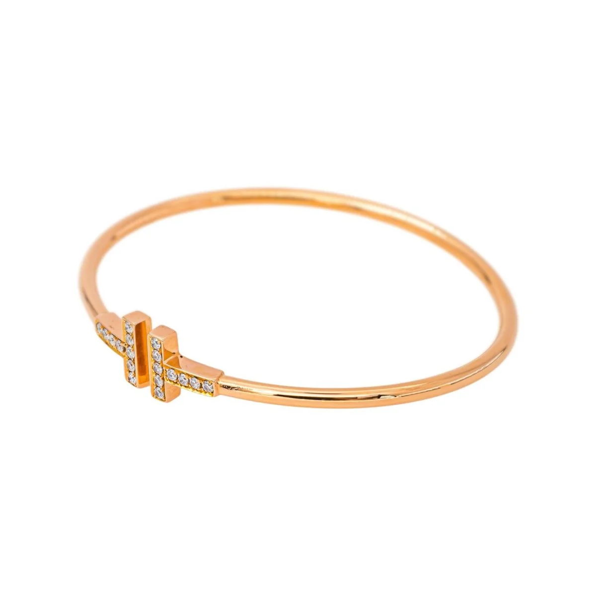 Bracelet Jonc TIFFANY & CO. "Tiffany T" en or rose et diamants - Image 3