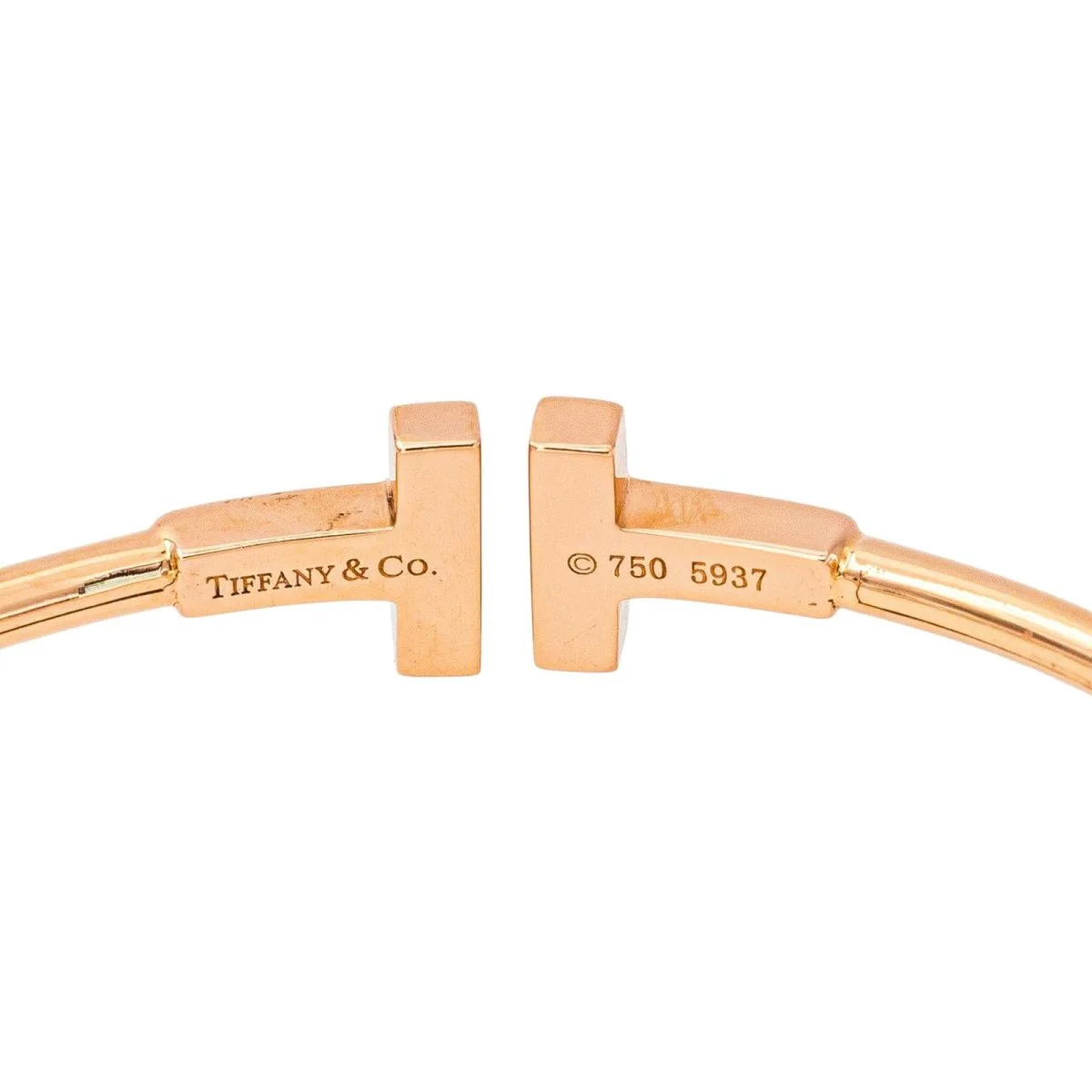 Bracelet Jonc TIFFANY & CO. "Tiffany T" en or rose et diamants - Image 4