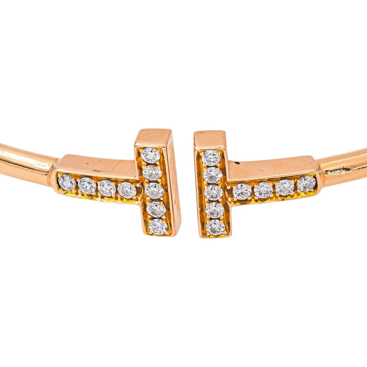 Bracelet Jonc TIFFANY & CO. "Tiffany T" en or rose et diamants - Image 5