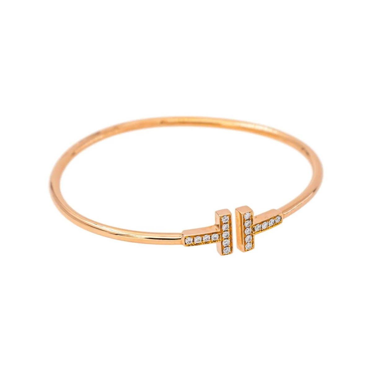 Bracelet Jonc TIFFANY & CO. "Tiffany T" en or rose et diamants - Image 6