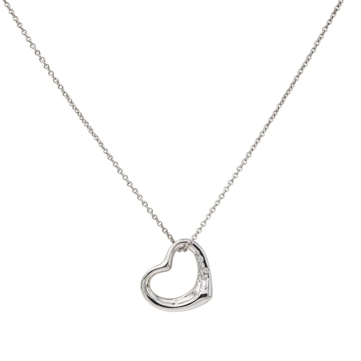 Collier Pendentif TIFFANY & CO. "Open Heart" en or blanc et diamants