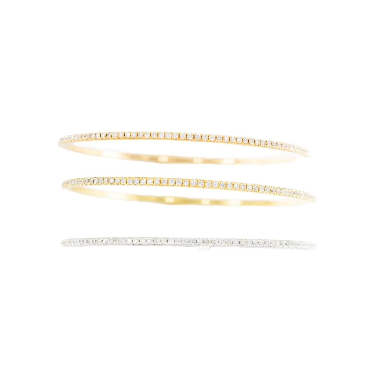 Trois bracelets Joncs en or blanc, or jaune, or rose et diamants - Image 3