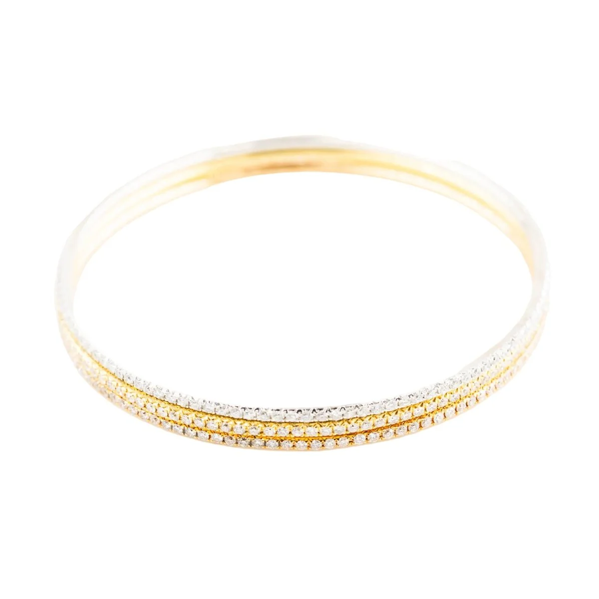 Trois bracelets Joncs en or blanc, or jaune, or rose et diamants - Image 4