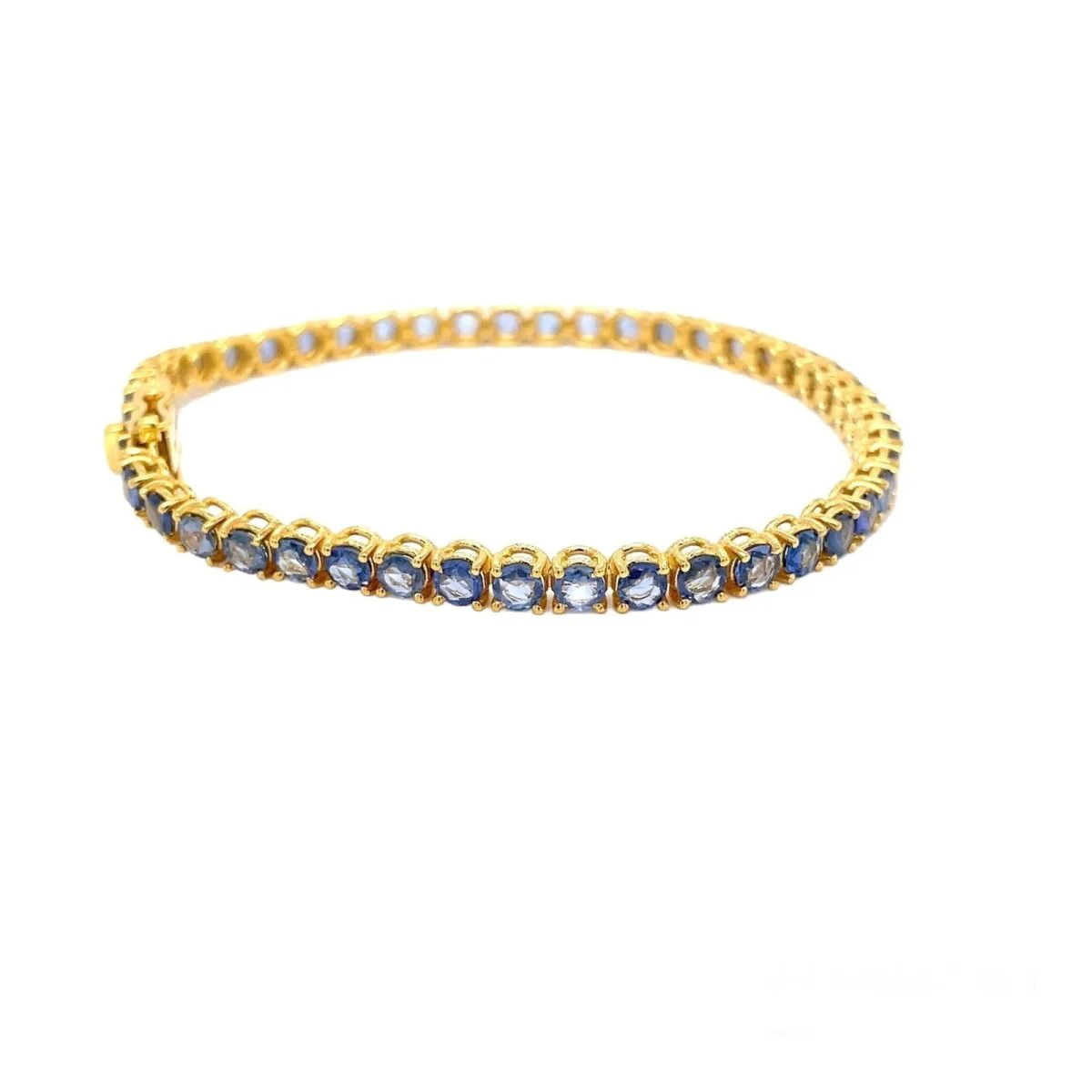 CTW 8 Natural Blu Sapphire Gold Tennis Bracelet - Image 2