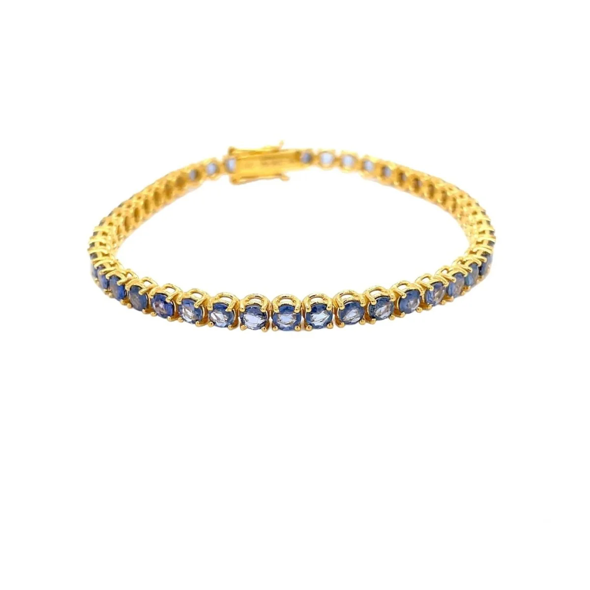 CTW 8 Natural Blu Sapphire Gold Tennis Bracelet - Image 3