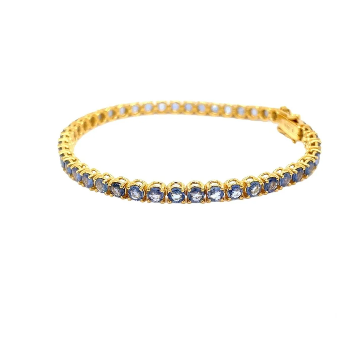 CTW 8 Natural Blu Sapphire Gold Tennis Bracelet - Image 4