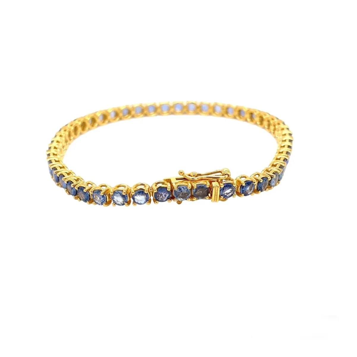 CTW 8 Natural Blu Sapphire Gold Tennis Bracelet - Image 5