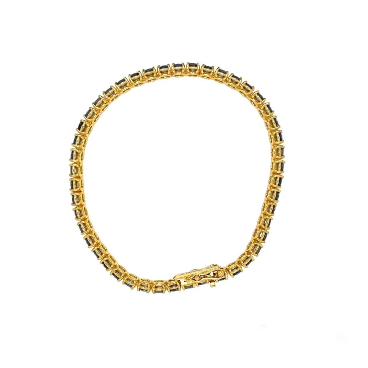 CTW 8 Natural Blu Sapphire Gold Tennis Bracelet - Image 9