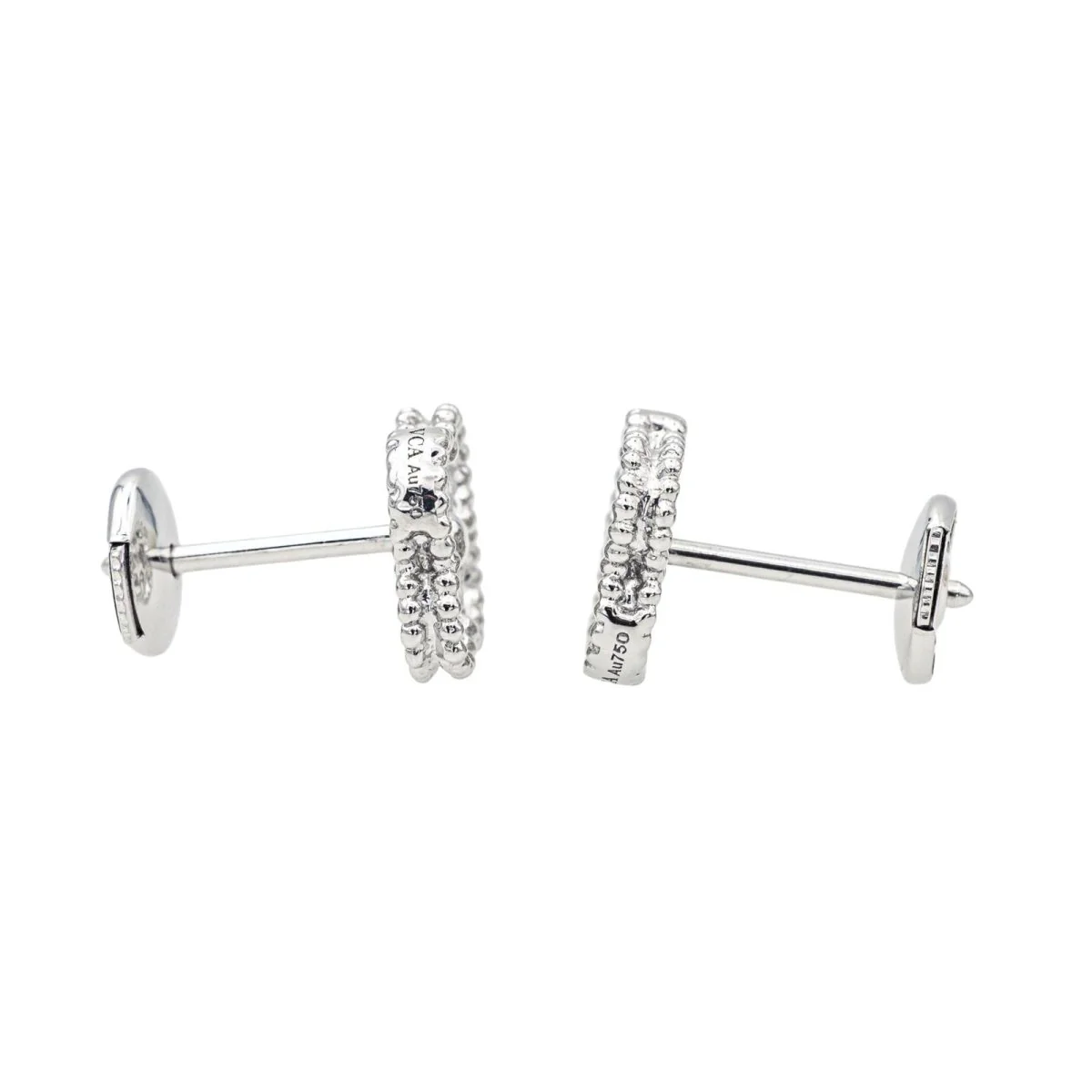 Boucles d'oreilles Puces VAN CLEEF & ARPELS "Sweet Alhambra" en or blanc et diamants - Image 3