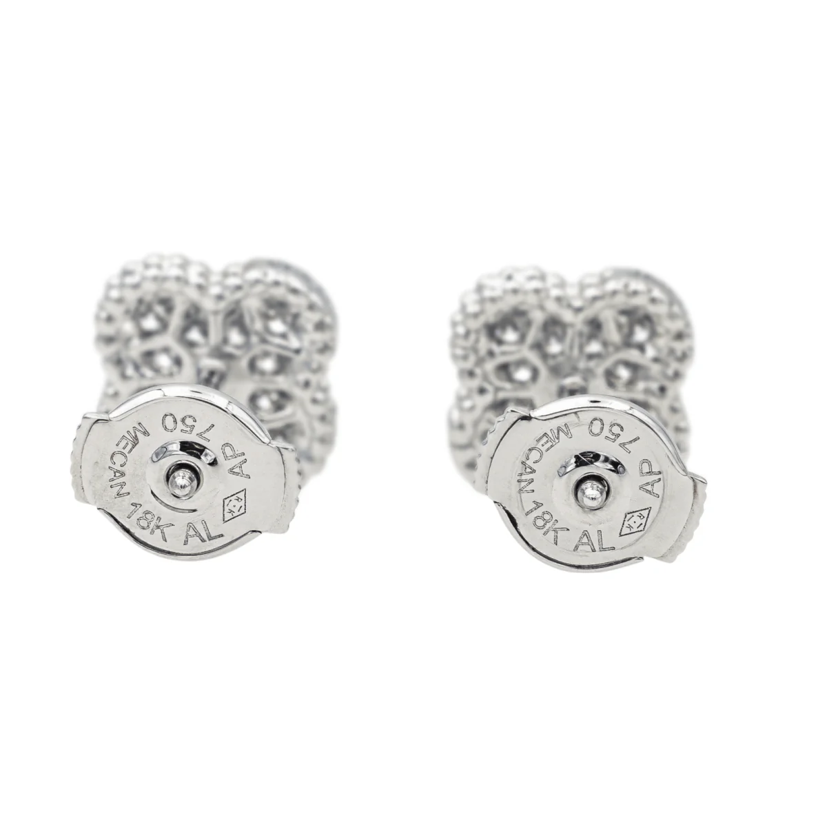Boucles d'oreilles Puces VAN CLEEF & ARPELS "Sweet Alhambra" en or blanc et diamants - Image 5