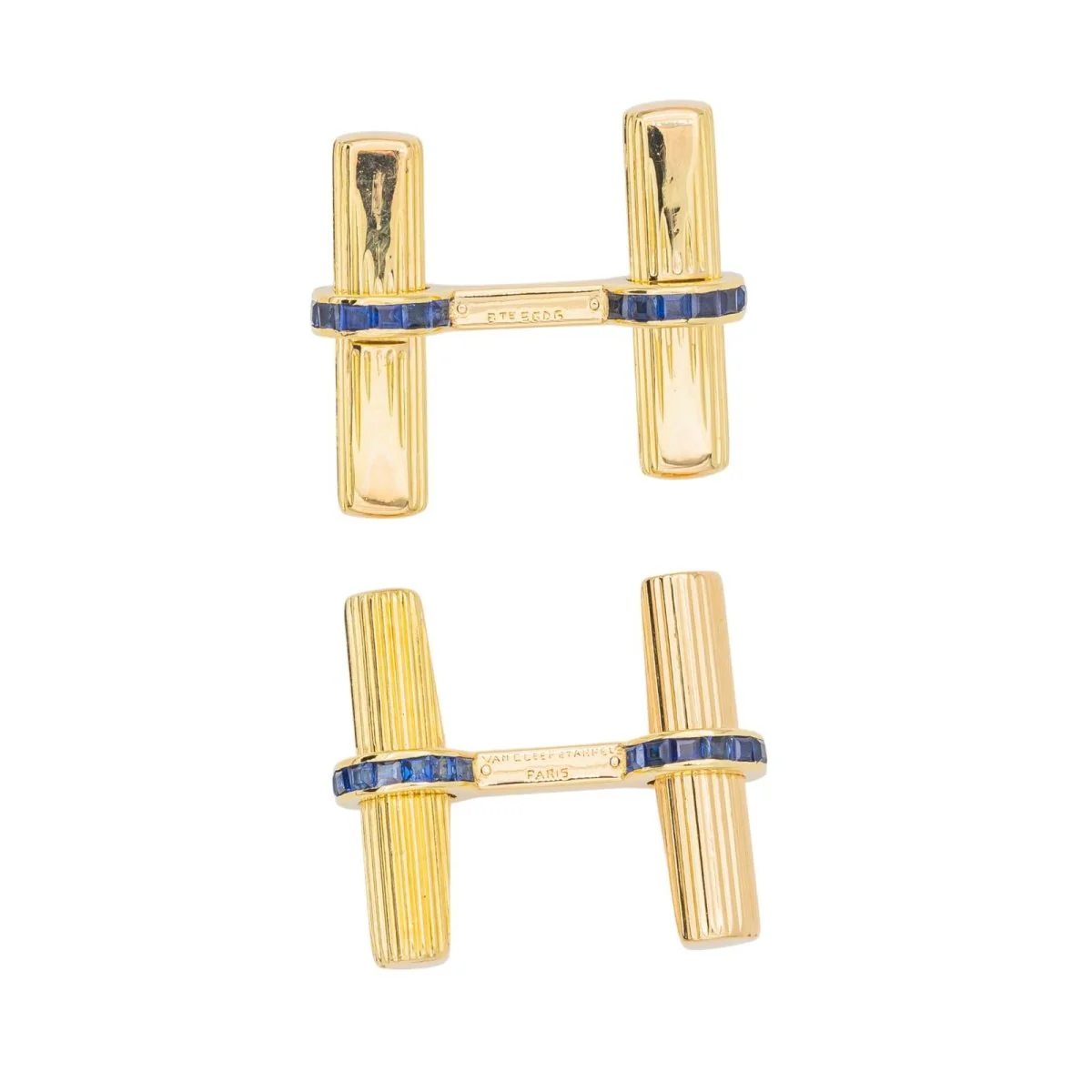 Boutons de manchette VAN CLEEF & ARPELS en or jaune et saphirs - Image 4