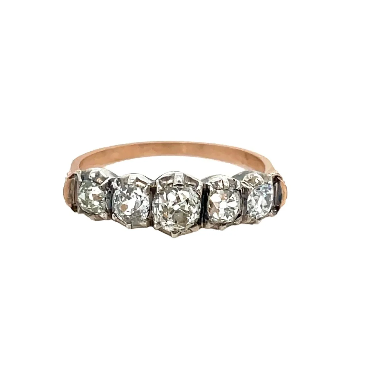 Bague victorienne en or, argent et diamant