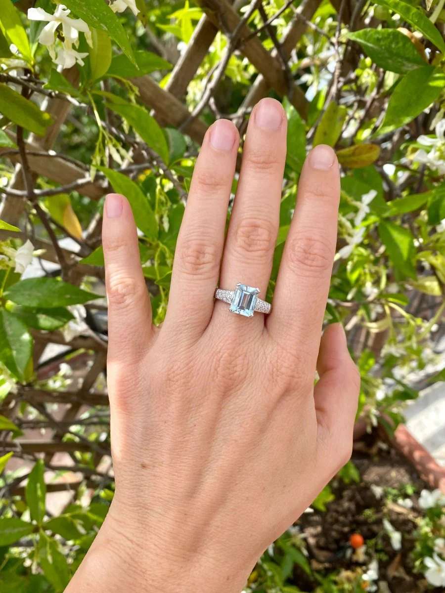 Bague en or avec aigue-marine et diamant de 2,5 carats - Image 12