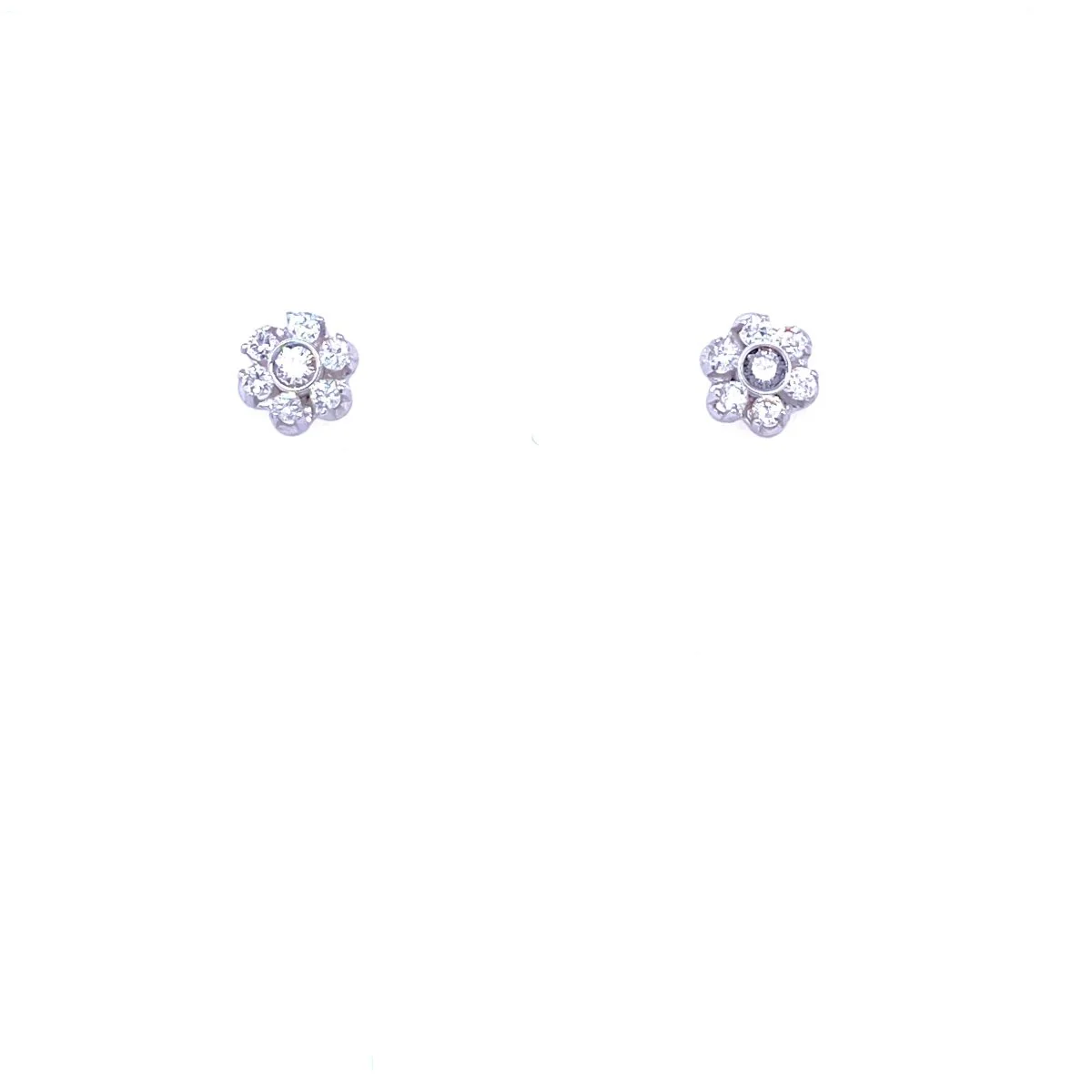 Vintage Diamond Gold Cluster Stud Earrings
