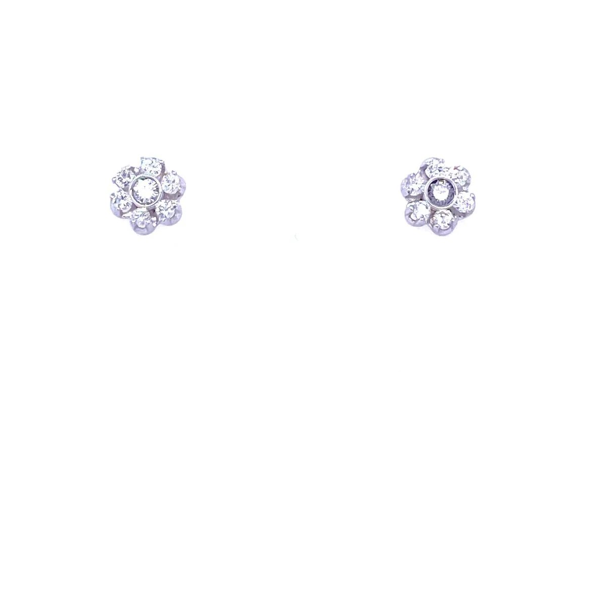 Vintage Diamond Gold Cluster Stud Earrings - Image 2
