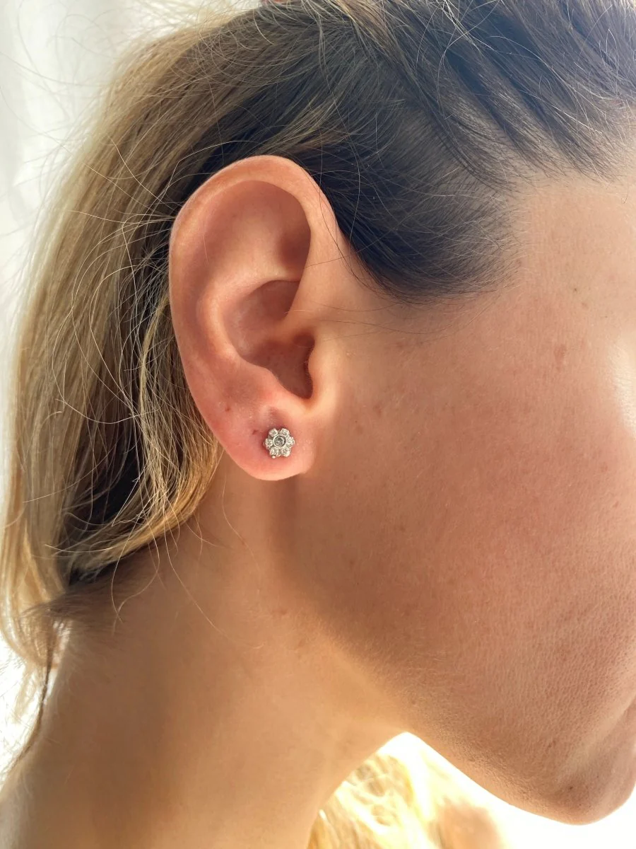 Vintage Diamond Gold Cluster Stud Earrings - Image 6
