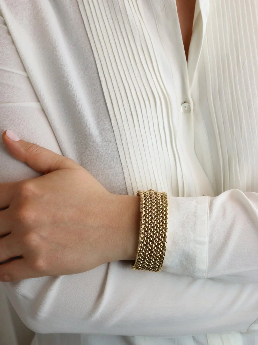 Bracelet souple maille milanaise or jaune 2,3 cm - Image 11