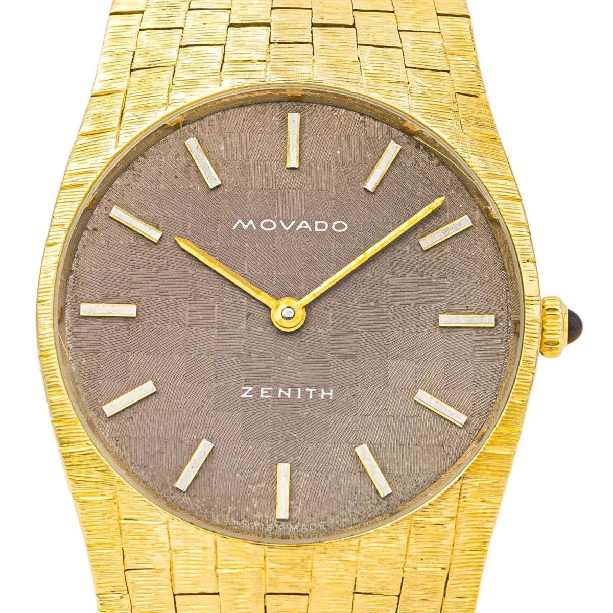 Montre ZENITH MOVADO en or jaune et oeil de tigre - Image 3